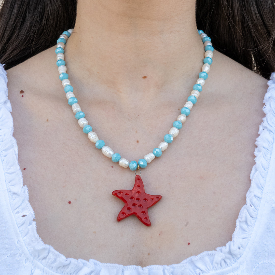 Collana con stella marina rossa