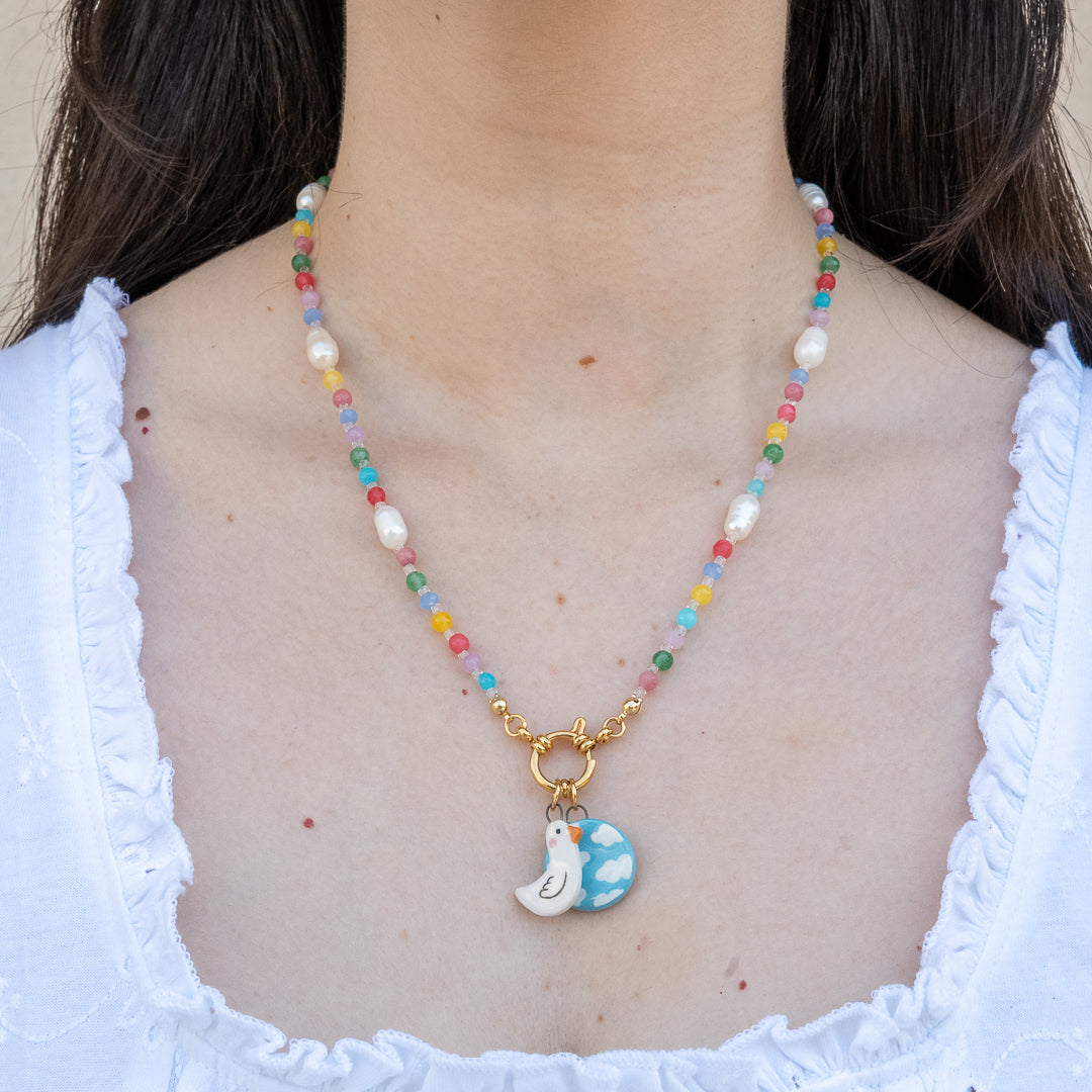 Collana di perline con coppia di ciondoli