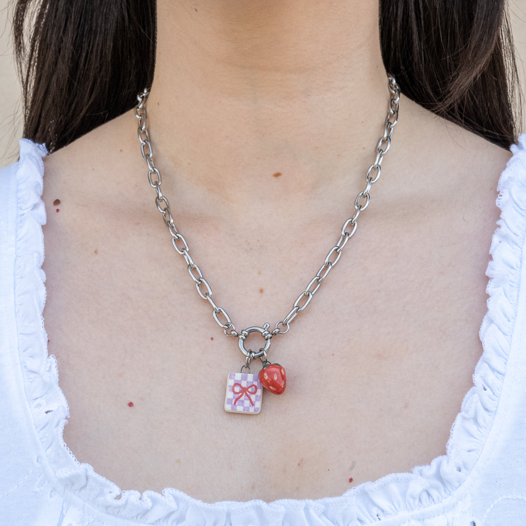 Catenella argento con coppia di ciondoli