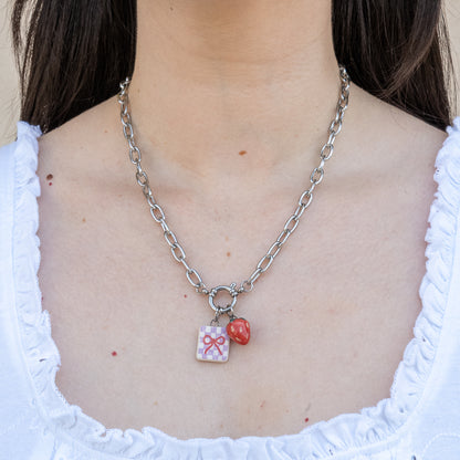 Catenella argento con coppia di ciondoli