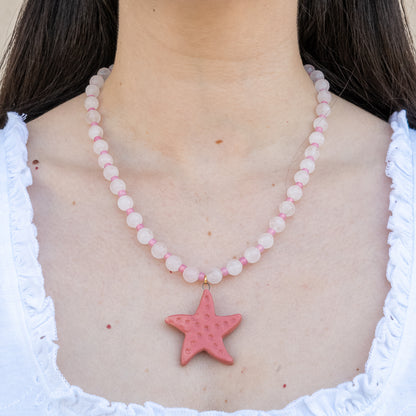 Collana con stella marina rosa
