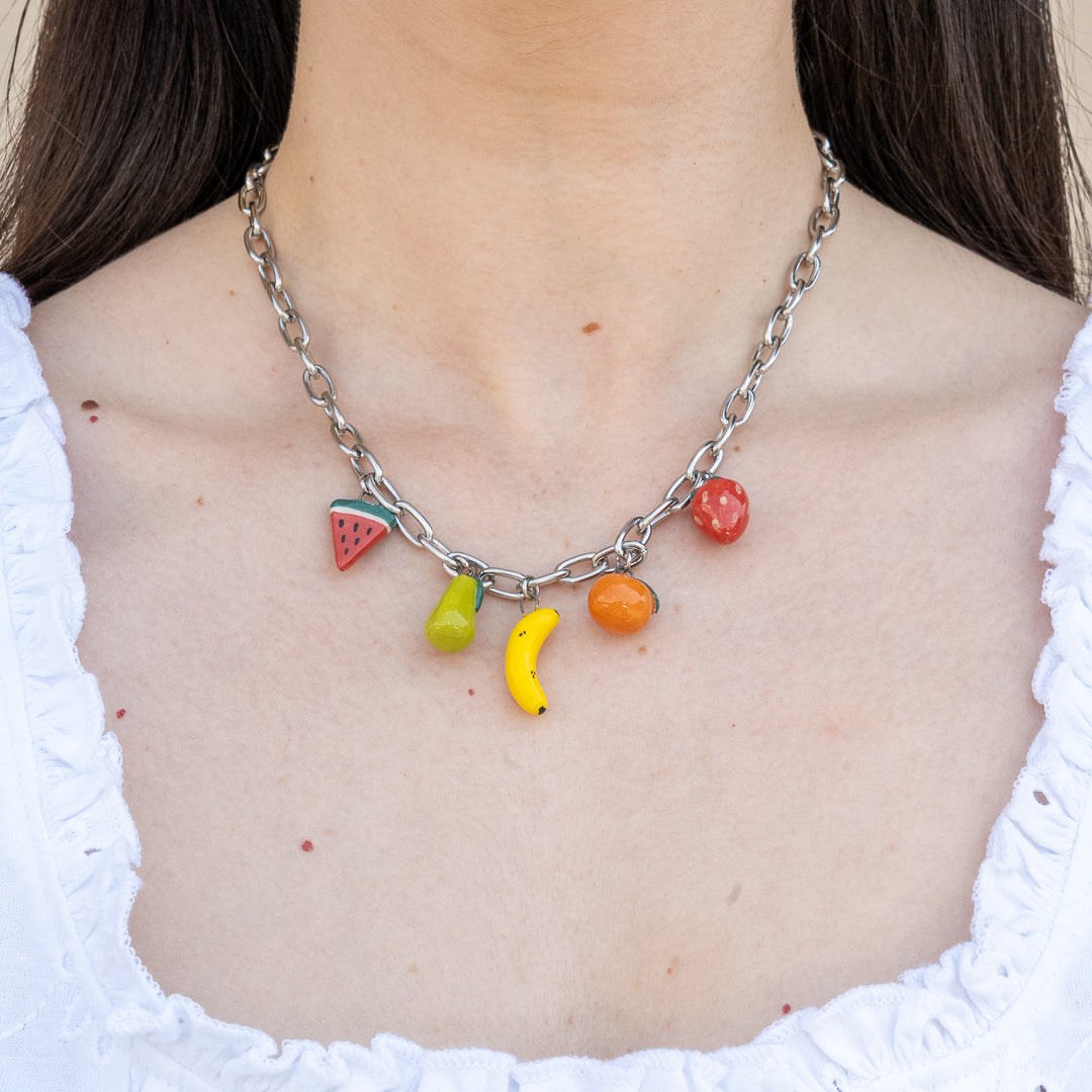 Catenella argento con ciondoli frutta