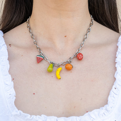 Catenella argento con ciondoli frutta
