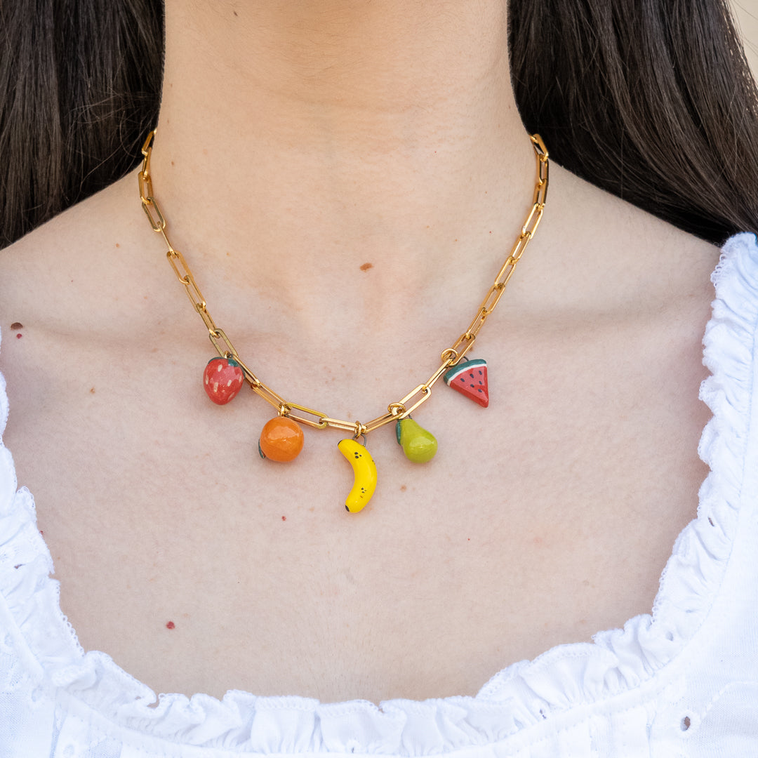 Catenella oro con ciondoli frutta