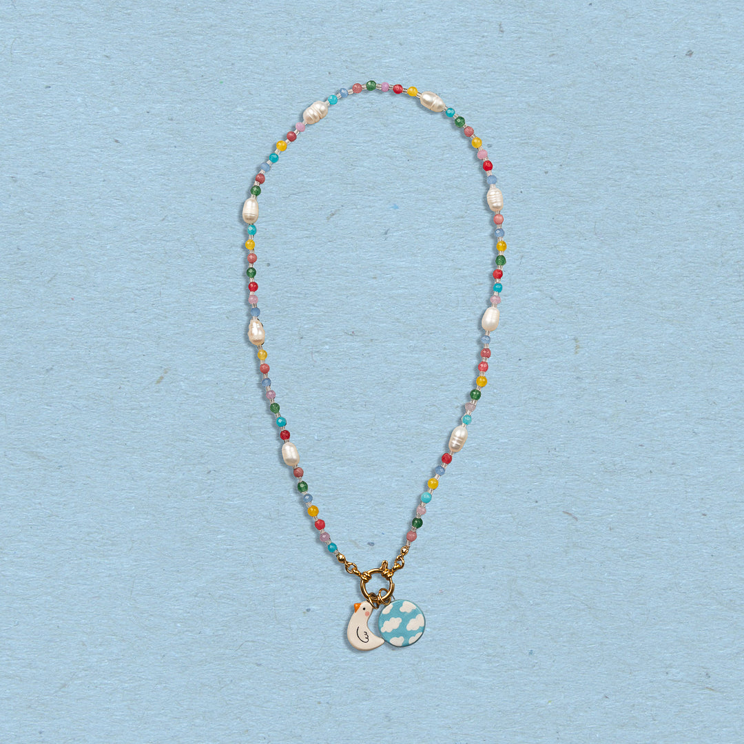 Collana di perline con coppia di ciondoli