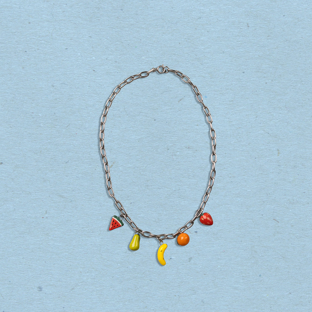 Catenella argento con ciondoli frutta