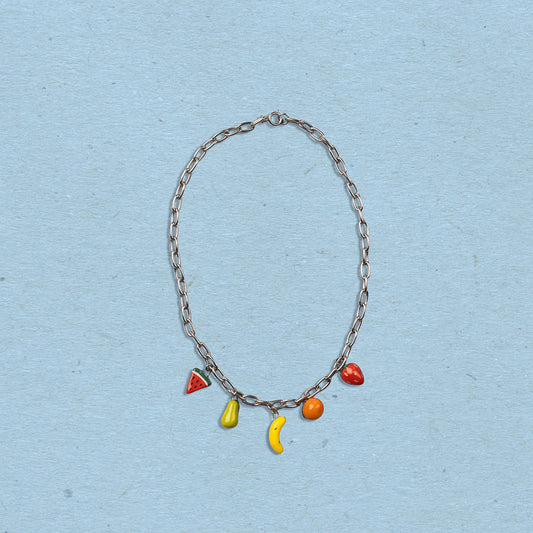 Catenella argento con ciondoli frutta