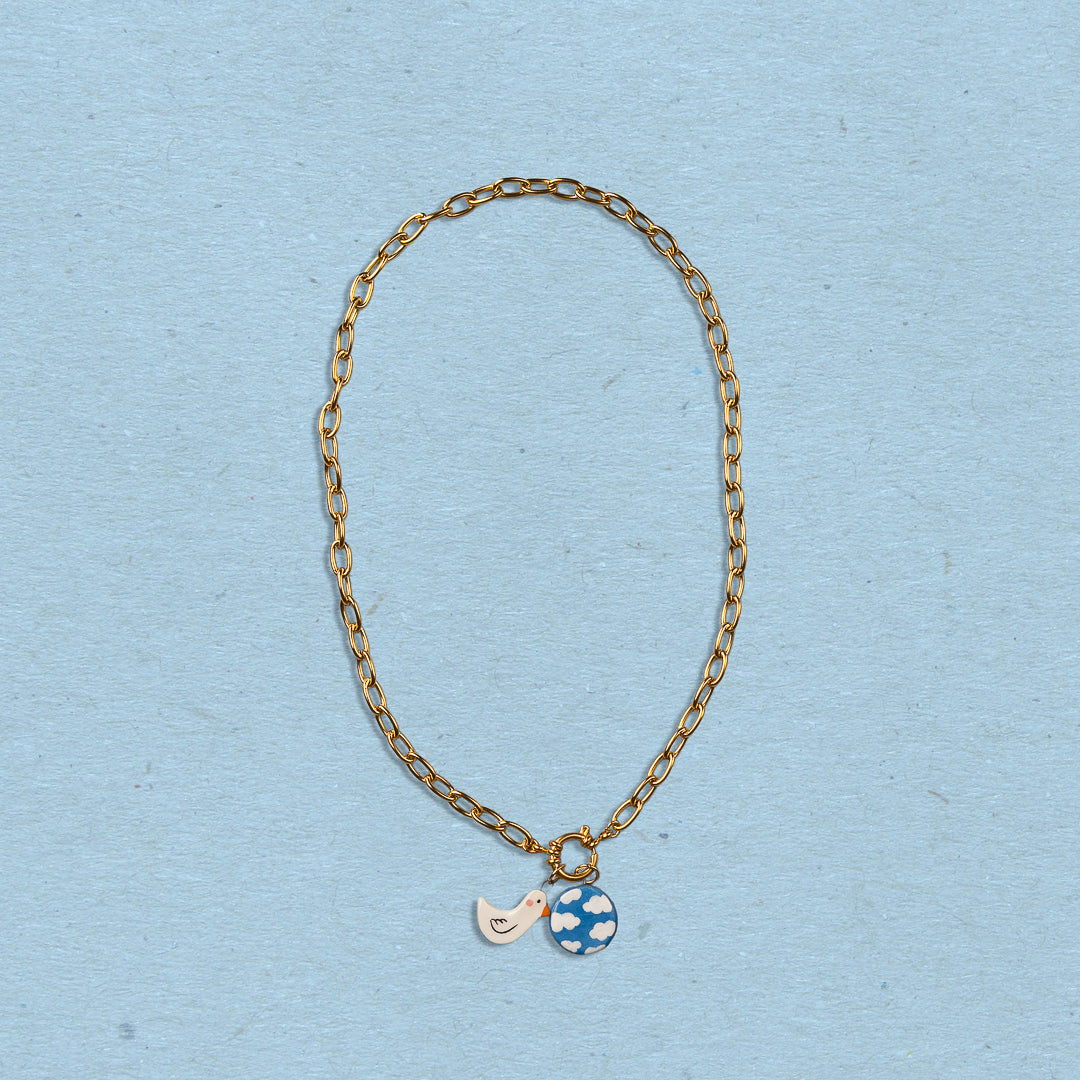 Catenella oro con coppia di ciondoli