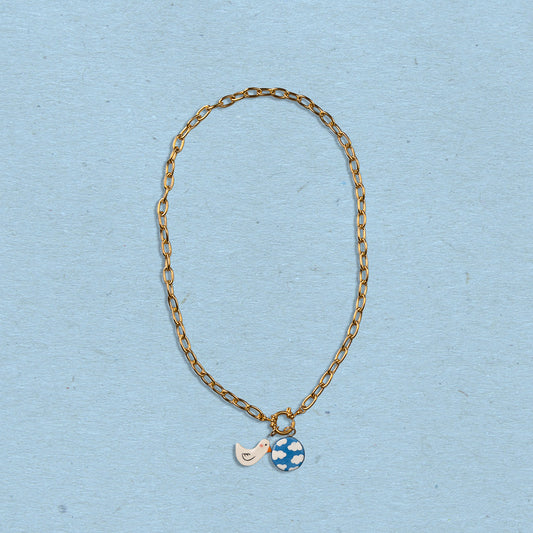 Catenella oro con coppia di ciondoli