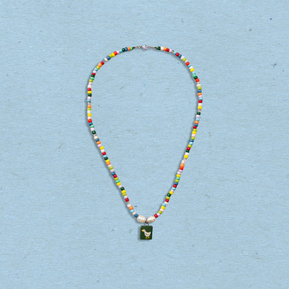 Collana di perline colorate con ciondolo paperella