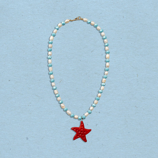 Collana con stella marina rossa