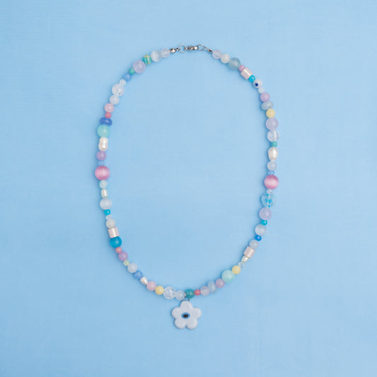 Collana con ciondolo fiore azzurro