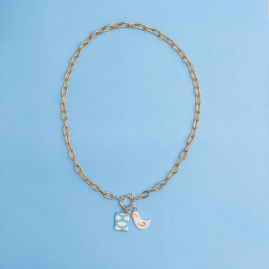 Catenella oro con cielo e ochetta