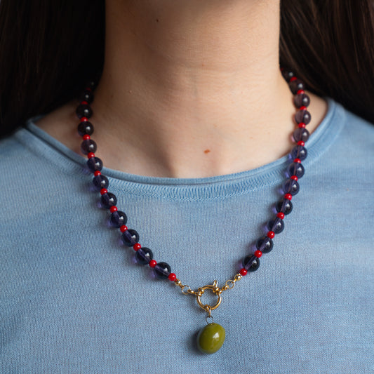Collana con moschettone e oliva