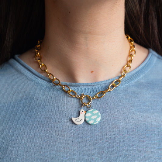 Catenella oro con cielo e ochetta