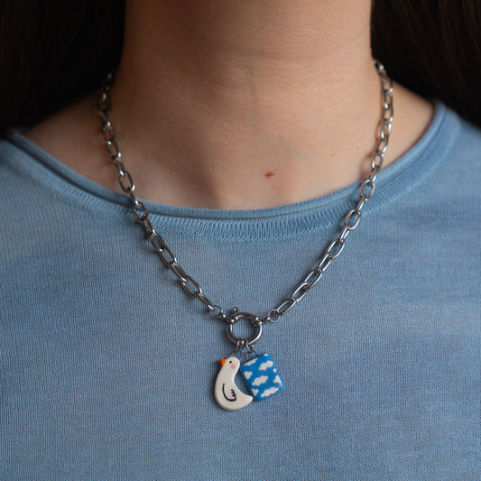 Catenella argento con cielo e ochetta