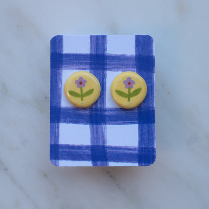 Orecchini a lobo fiorellini lilla