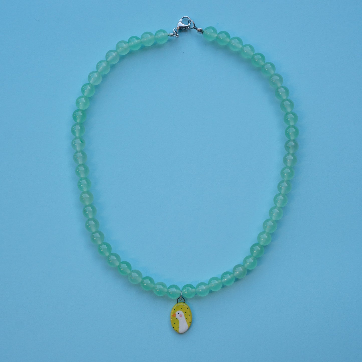 Collana verde con ciondolo paperella