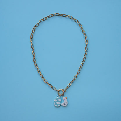 Catenella oro con cielo ovale e paperella