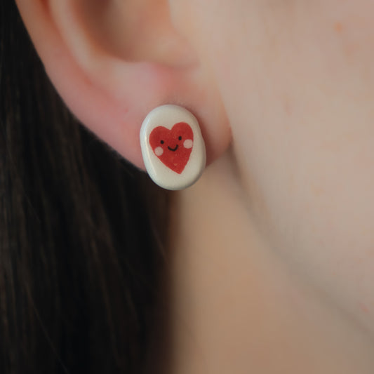 Orecchini a lobo cuoricini sorridenti
