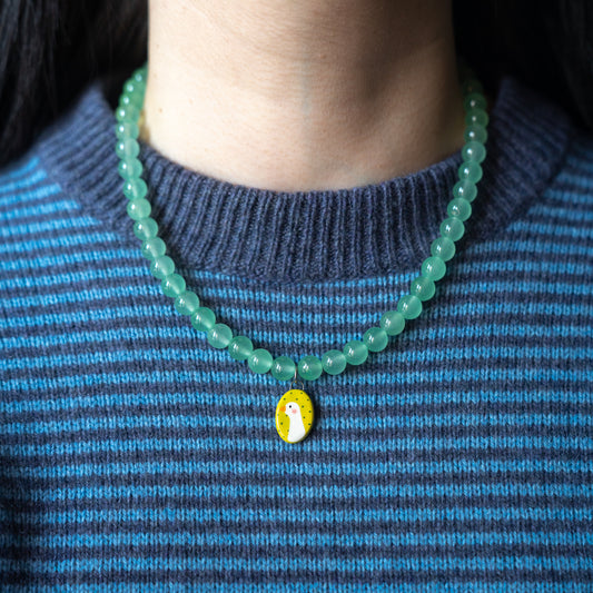 Collana verde con ciondolo paperella