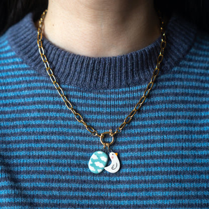 Catenella oro con cielo ovale e paperella