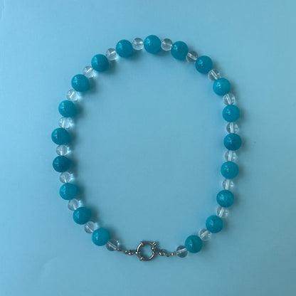 BASE COLLANA di giada azzurra e cristallo di rocca