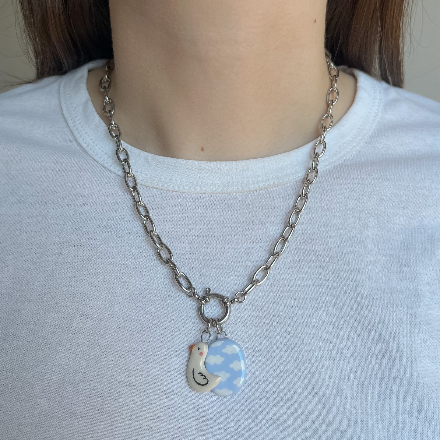 Catenella argento con cielo e ochetta