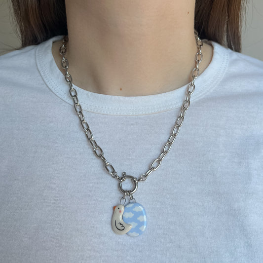 Catenella argento con cielo e ochetta