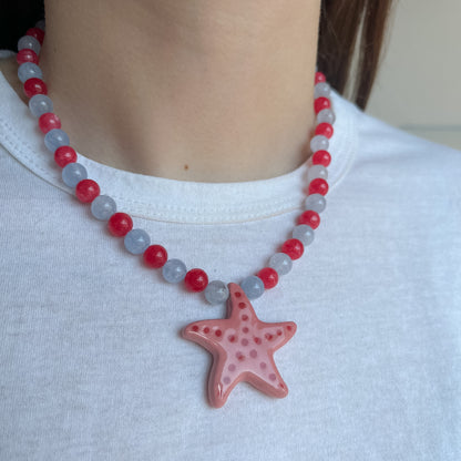 Collana con stella marina rosa