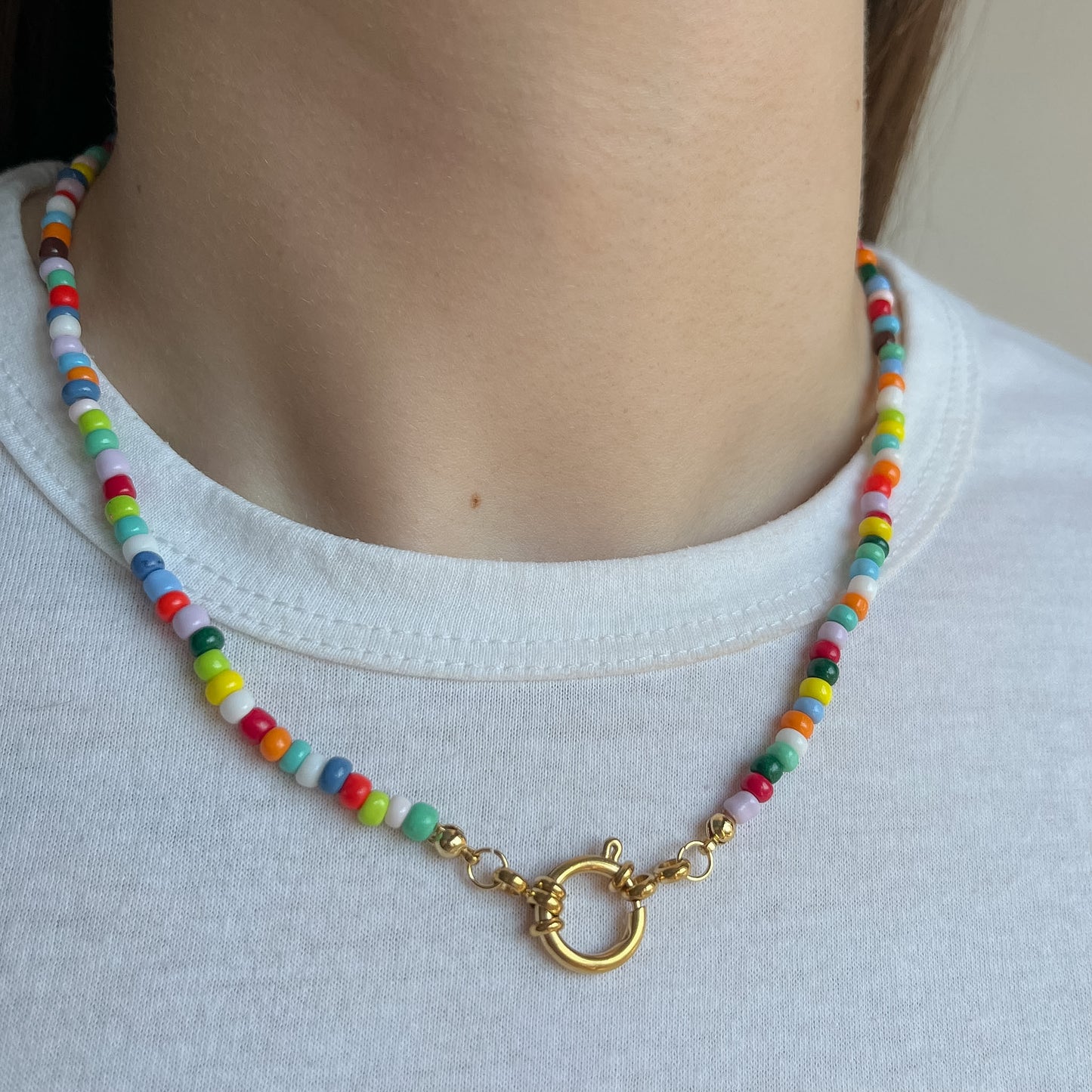 BASE COLLANA colorata con moschettone oro