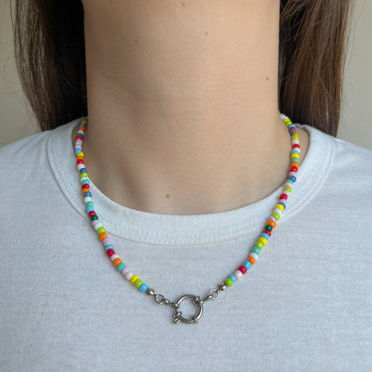 BASE COLLANA colorata con moschettone argento