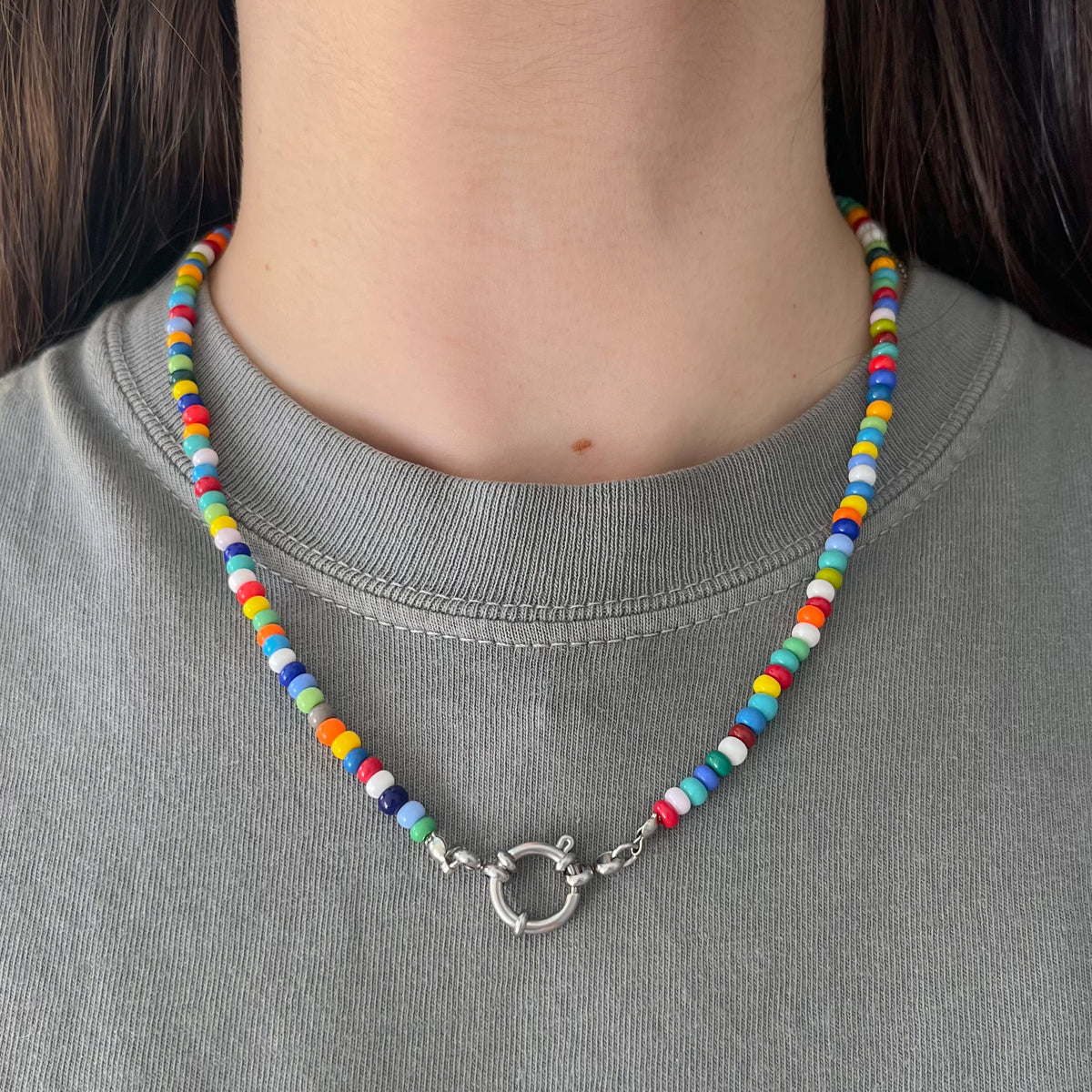 BASE COLLANA colorata con moschettone argento
