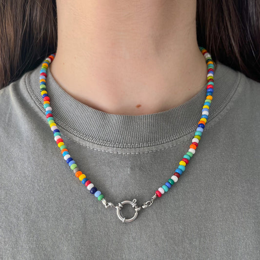 BASE COLLANA colorata con moschettone argento