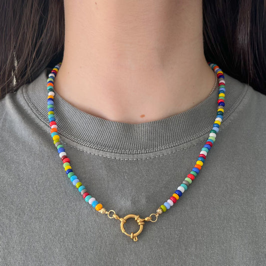 BASE COLLANA colorata con moschettone oro