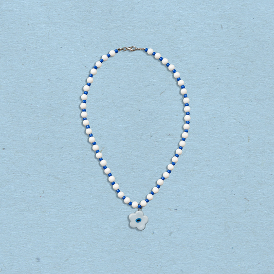 Collana con ciondolo fiore azzurro
