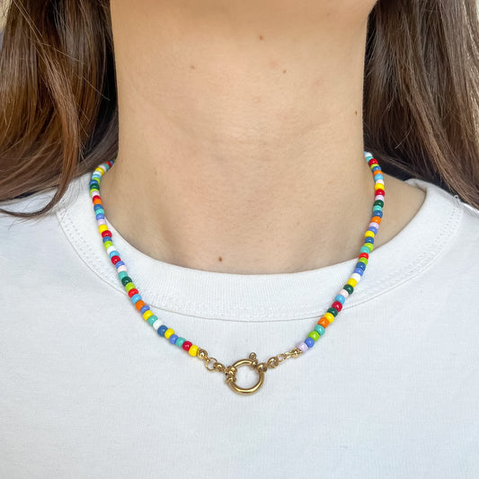 BASE COLLANA colorata con moschettone oro