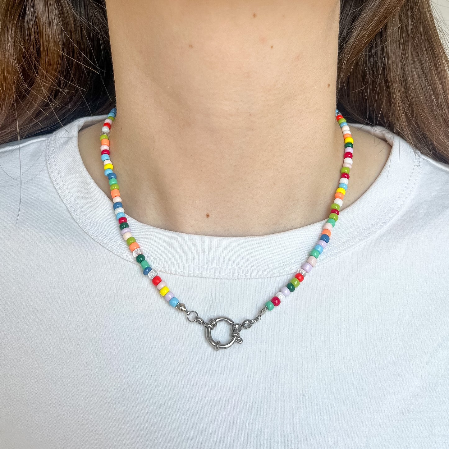 BASE COLLANA colorata con moschettone argento