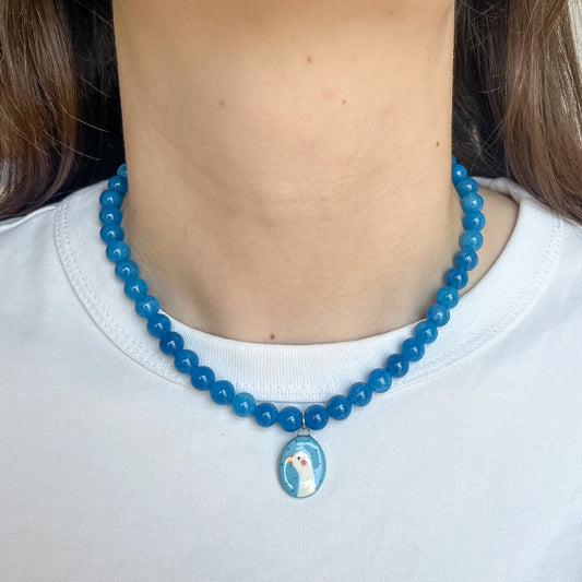 Collana blu con paperella