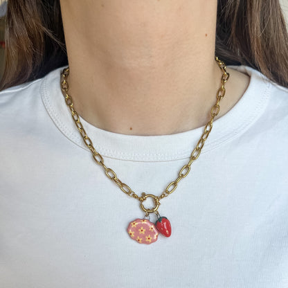 Catenella oro con fiorellini e fragola