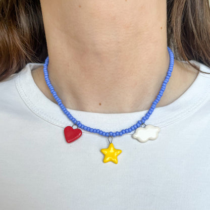 Collanina con nuvola, cuore e stellina