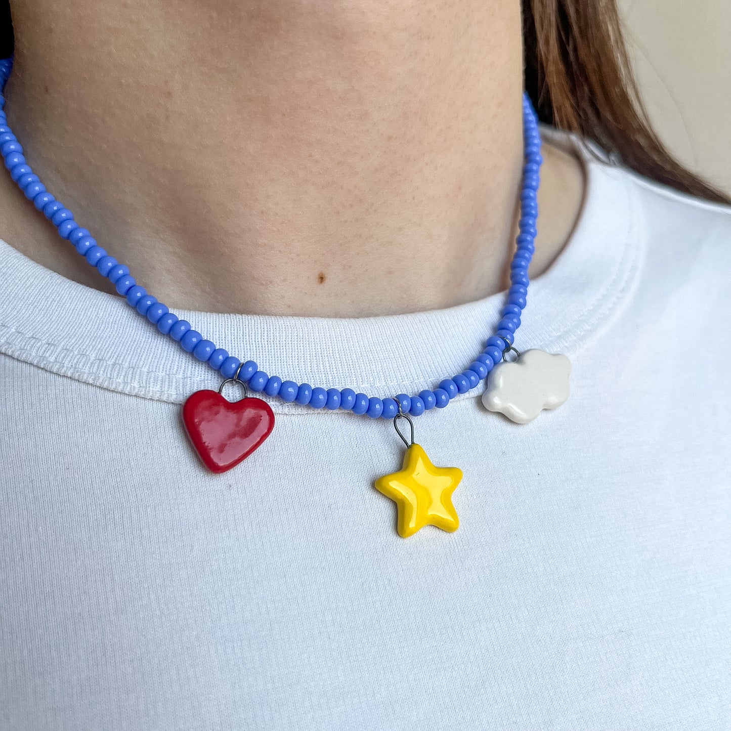 Collanina con nuvola, cuore e stellina