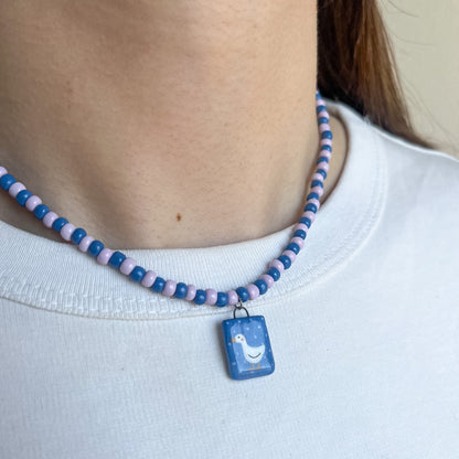 Collanina con paperella blu