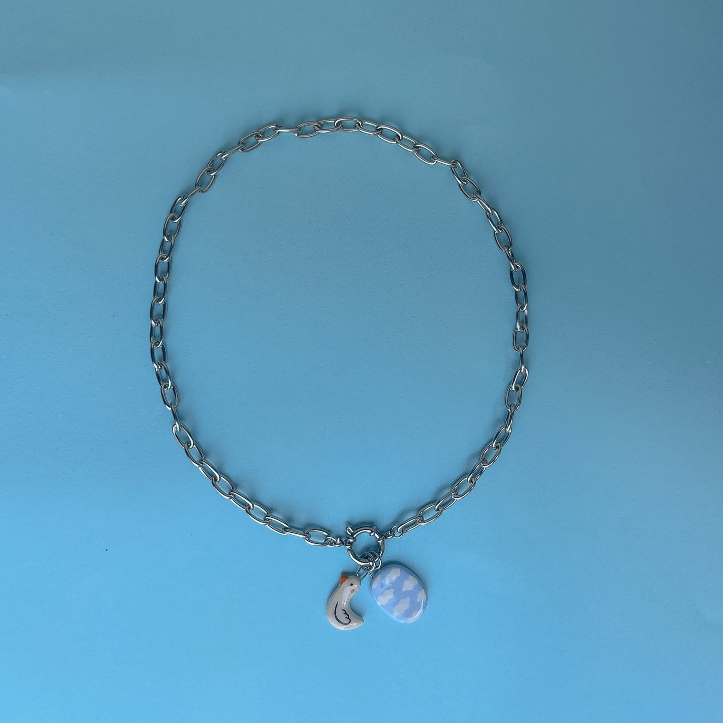 Catenella argento con cielo e ochetta