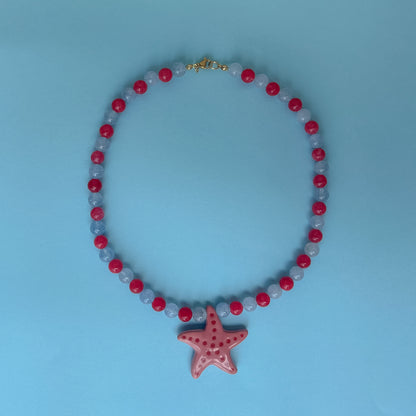 Collana con stella marina rosa