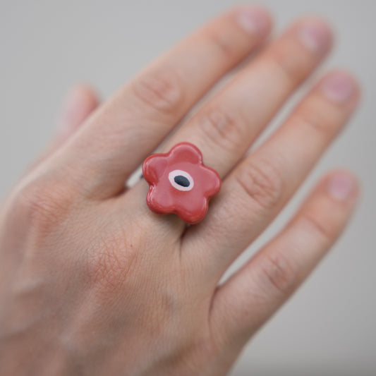 Anello con fiore rosso