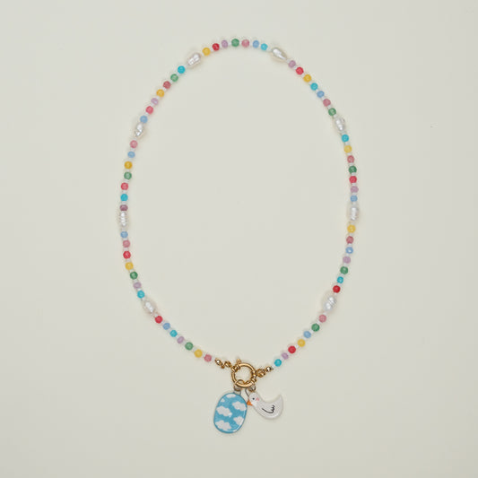 Collana di perline con coppia di ciondoli