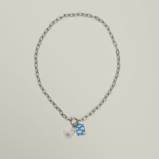 Catenella argento con cielo e ochetta