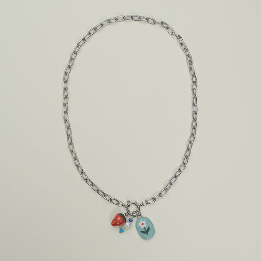 Catenella con moschettone e trio ciondoli