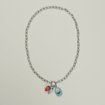 Catenella con moschettone e trio ciondoli